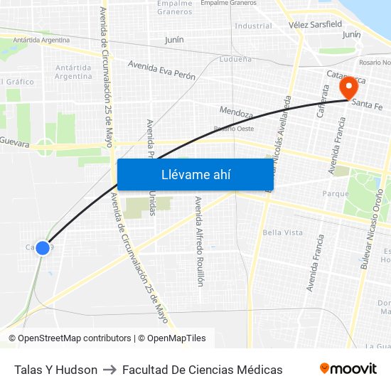 Talas Y Hudson to Facultad De Ciencias Médicas map