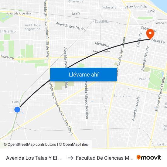 Avenida Los Talas Y El Gorrion to Facultad De Ciencias Médicas map