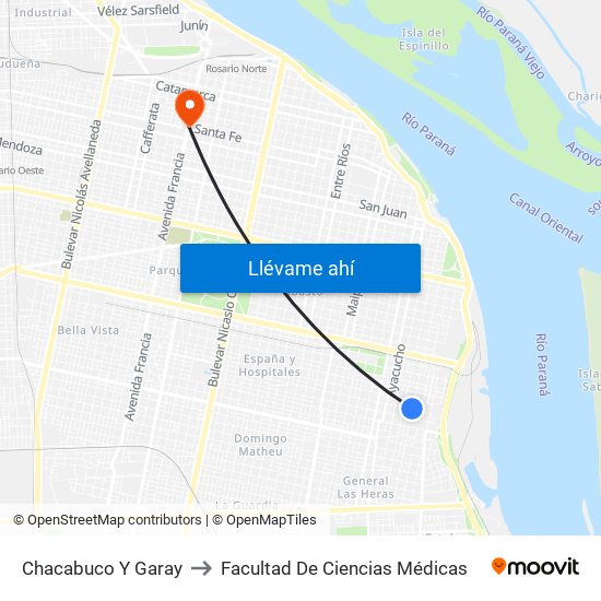 Chacabuco Y Garay to Facultad De Ciencias Médicas map