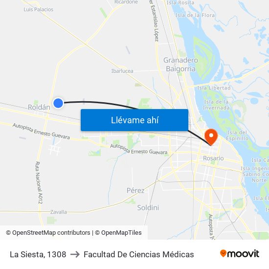 La Siesta, 1308 to Facultad De Ciencias Médicas map