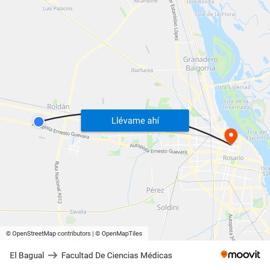 El Bagual to Facultad De Ciencias Médicas map