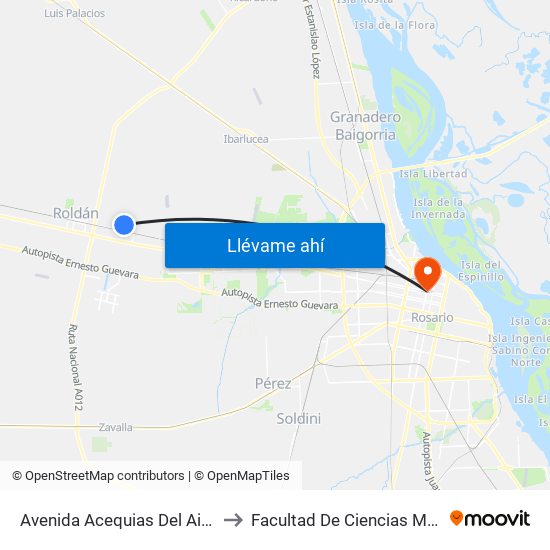 Avenida Acequias Del Aire, 650 to Facultad De Ciencias Médicas map