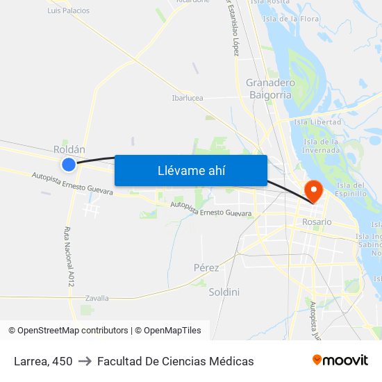 Larrea, 450 to Facultad De Ciencias Médicas map