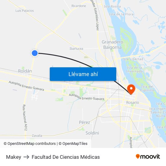 Makey to Facultad De Ciencias Médicas map