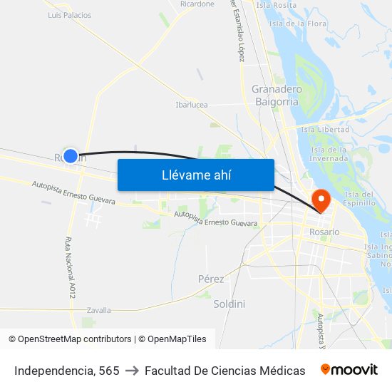 Independencia, 565 to Facultad De Ciencias Médicas map