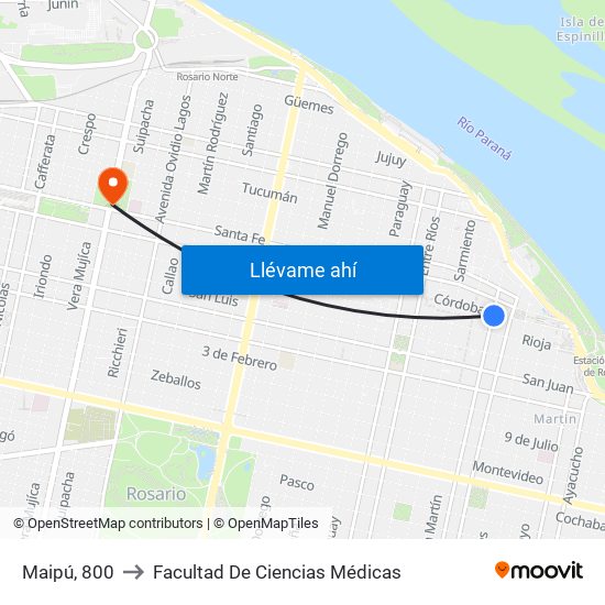 Maipú, 800 to Facultad De Ciencias Médicas map
