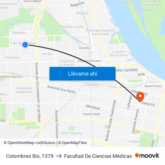 Colombres Bis, 1379 to Facultad De Ciencias Médicas map