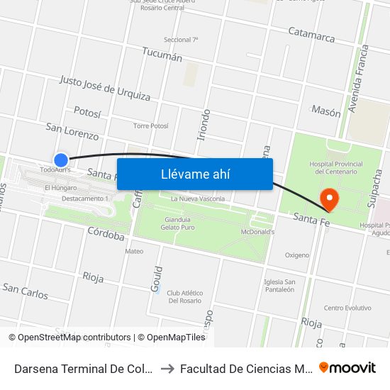 Darsena Terminal De Colectivos to Facultad De Ciencias Médicas map
