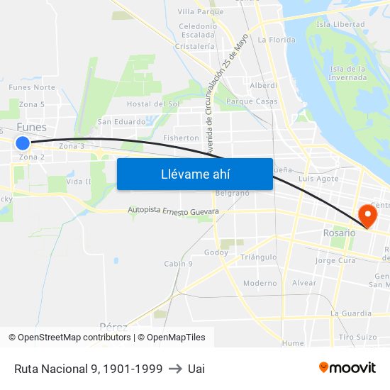 Ruta Nacional 9, 1901-1999 to Uai map