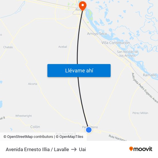 Avenida Ernesto Illia / Lavalle to Uai map