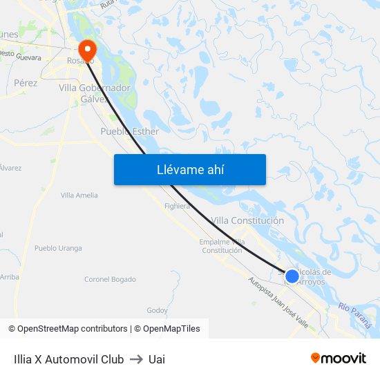 Illia X Automovil Club to Uai map