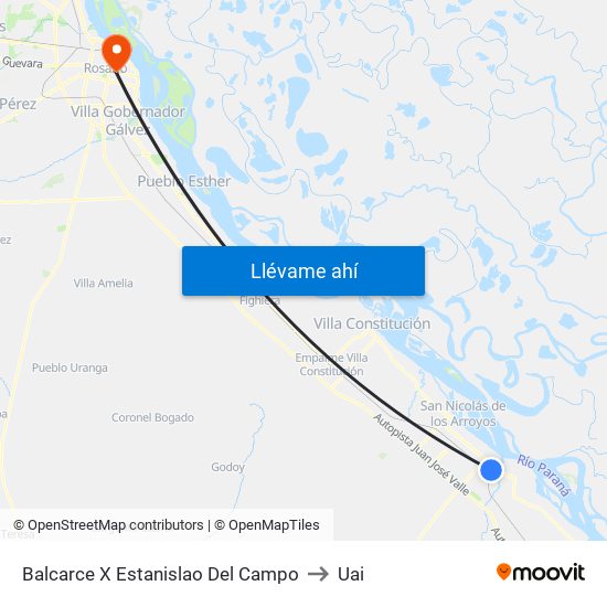 Balcarce X Estanislao Del Campo to Uai map