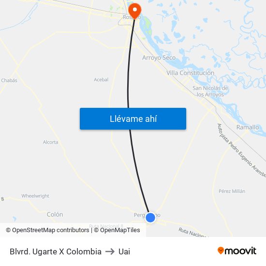 Blvrd. Ugarte X Colombia to Uai map