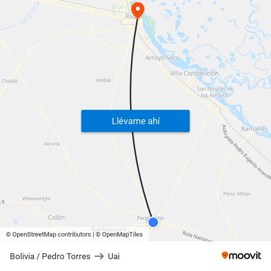 Bolivia / Pedro Torres to Uai map