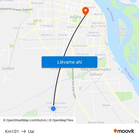 Km101 to Uai map