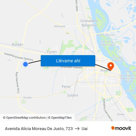 Avenida Alicia Moreau De Justo, 723 to Uai map
