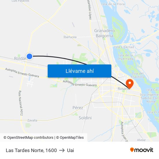 Las Tardes Norte, 1600 to Uai map