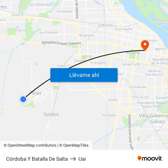 Córdoba Y Batalla De Salta to Uai map
