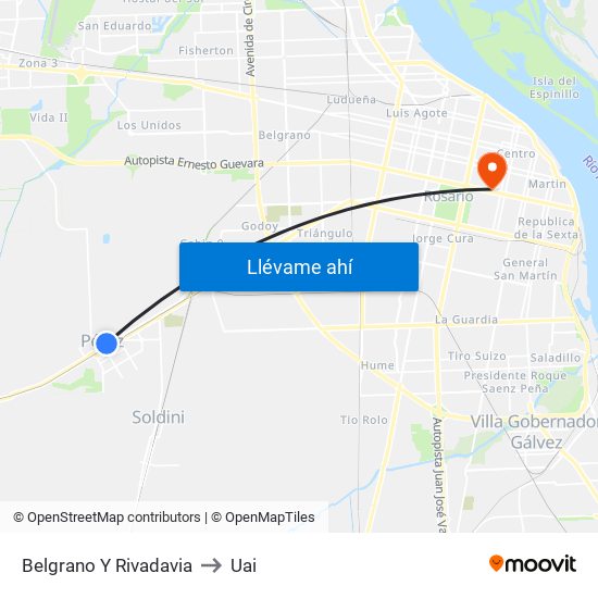 Belgrano Y Rivadavia to Uai map