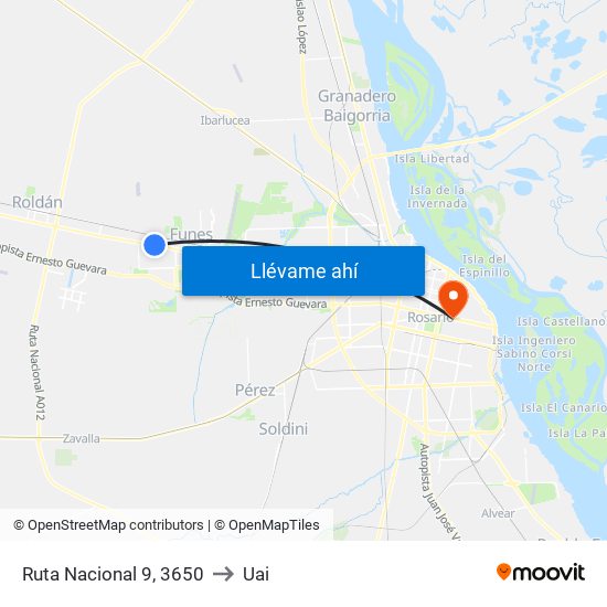 Ruta Nacional 9, 3650 to Uai map