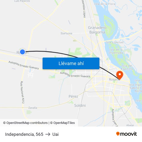 Independencia, 565 to Uai map