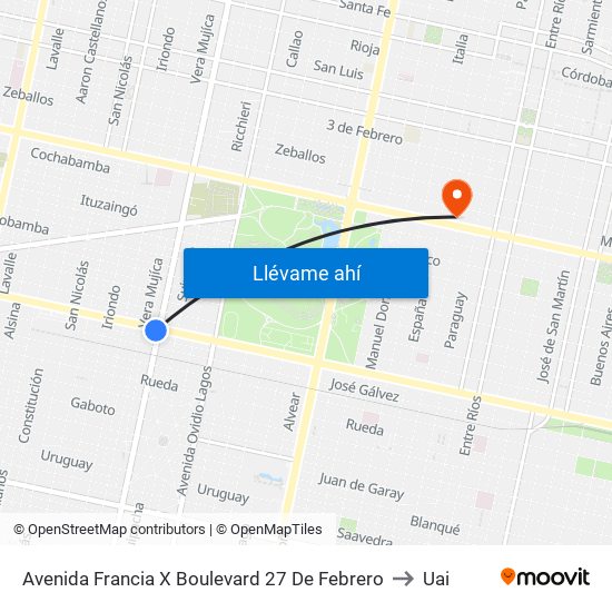 Avenida Francia X Boulevard 27 De Febrero to Uai map