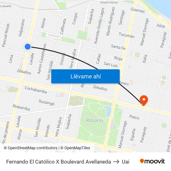 Fernando El Católico X Boulevard Avellaneda to Uai map
