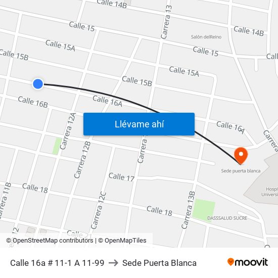 Calle 16a # 11-1 A 11-99 to Sede Puerta Blanca map