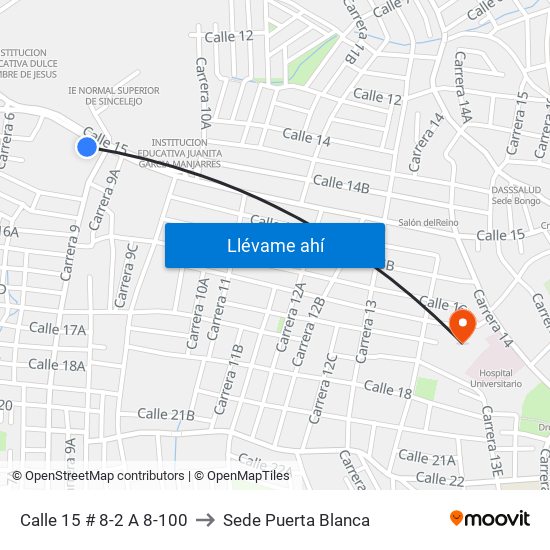 Calle 15 # 8-2 A 8-100 to Sede Puerta Blanca map