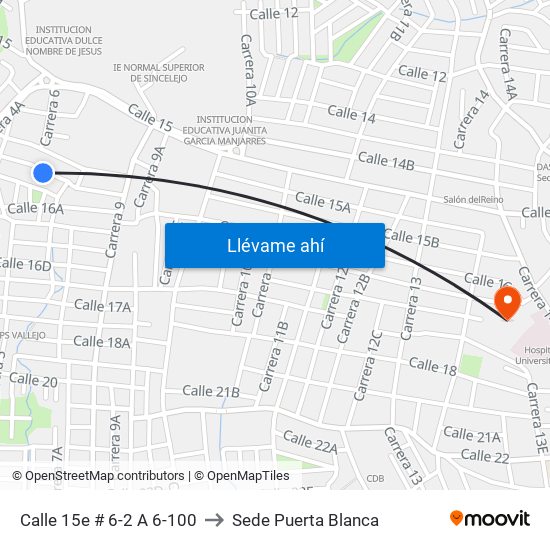 Calle 15e # 6-2 A 6-100 to Sede Puerta Blanca map