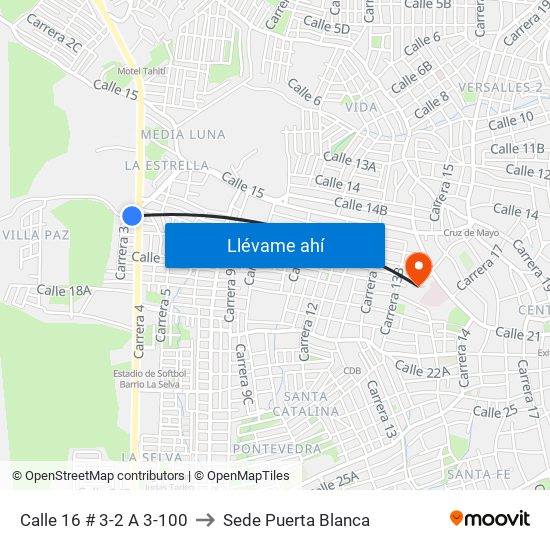 Calle 16 # 3-2 A 3-100 to Sede Puerta Blanca map