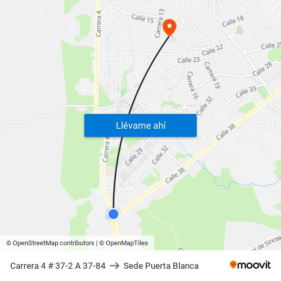 Carrera 4 # 37-2 A 37-84 to Sede Puerta Blanca map