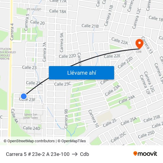 Carrera 5 # 23e-2 A 23e-100 to Cdb map