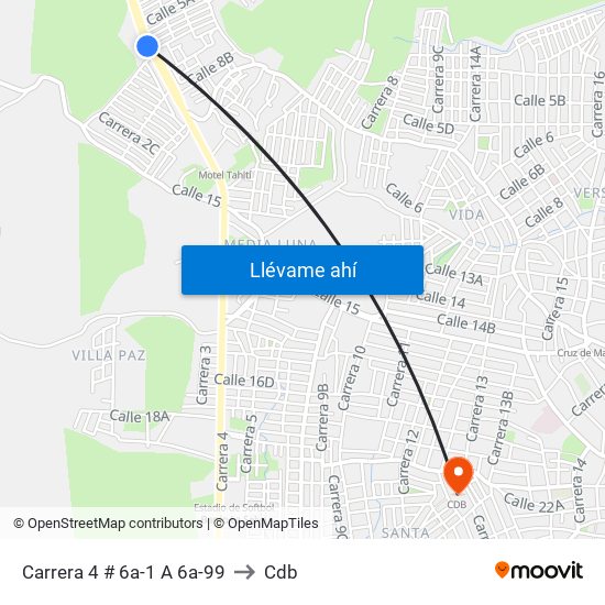 Carrera 4 # 6a-1 A 6a-99 to Cdb map