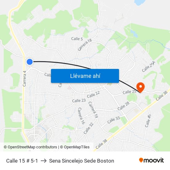 Calle 15 # 5-1 to Sena Sincelejo Sede Boston map