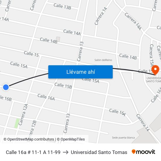 Calle 16a # 11-1 A 11-99 to Universidad Santo Tomas map