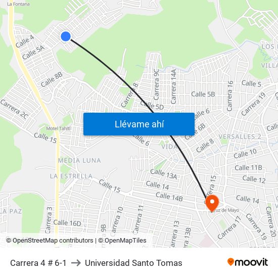 Carrera 4 # 6-1 to Universidad Santo Tomas map