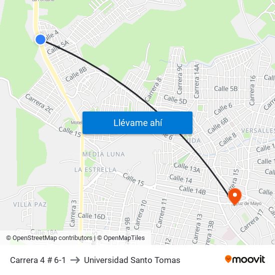 Carrera 4 # 6-1 to Universidad Santo Tomas map