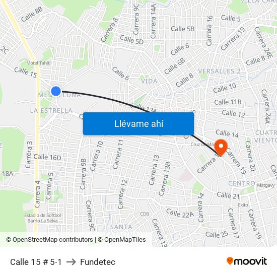 Calle 15 # 5-1 to Fundetec map