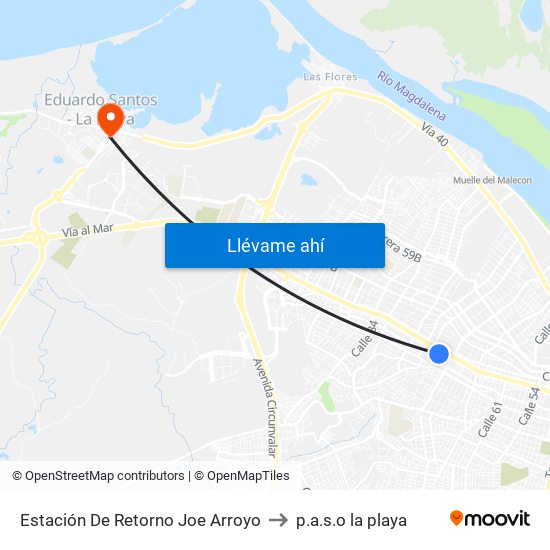 Estación De Retorno Joe Arroyo to p.a.s.o la playa map