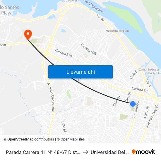 Parada Carrera 41 N° 48-67 Distrienvases to Universidad Del Norte map