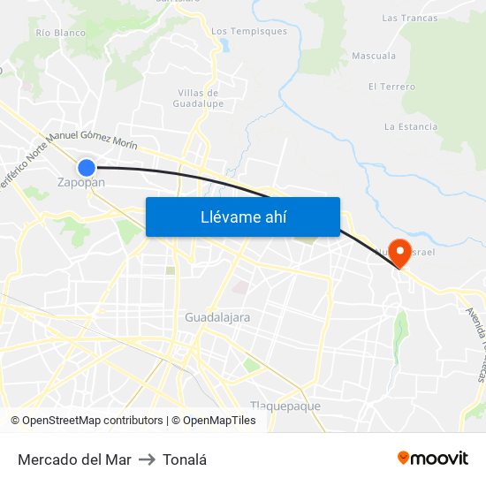Mercado del Mar to Tonalá map