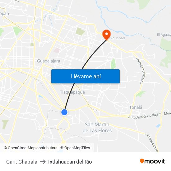 Carr. Chapala to Ixtlahuacán del Río map