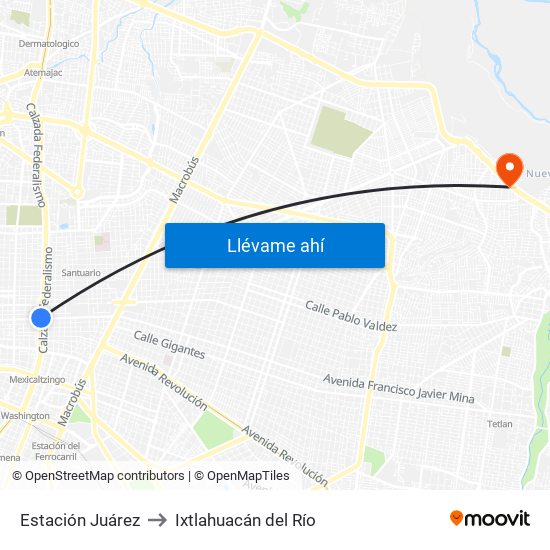 Estación Juárez to Ixtlahuacán del Río map