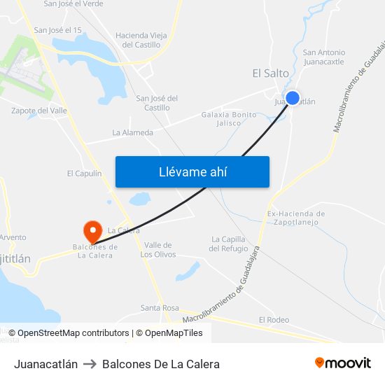 Juanacatlán to Balcones De La Calera map