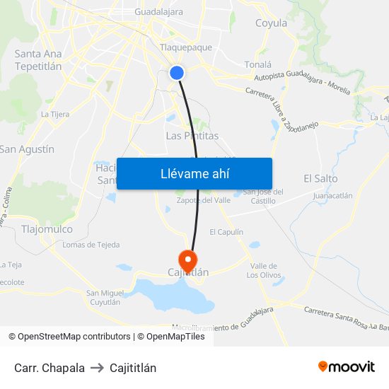 Carr. Chapala to Cajititlán map