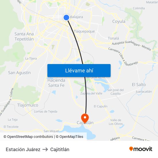 Estación Juárez to Cajititlán map