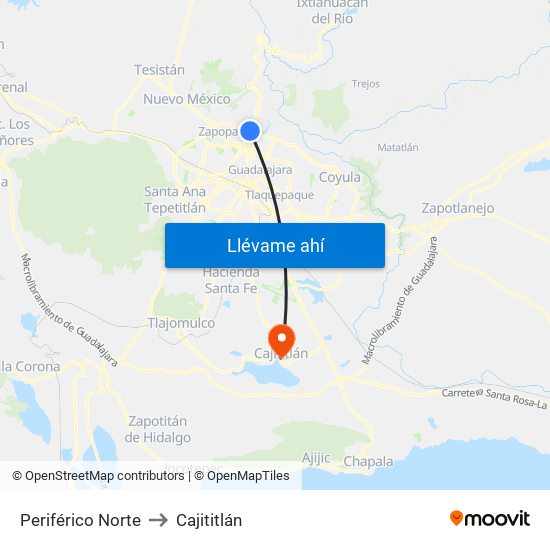 Periférico Norte to Cajititlán map