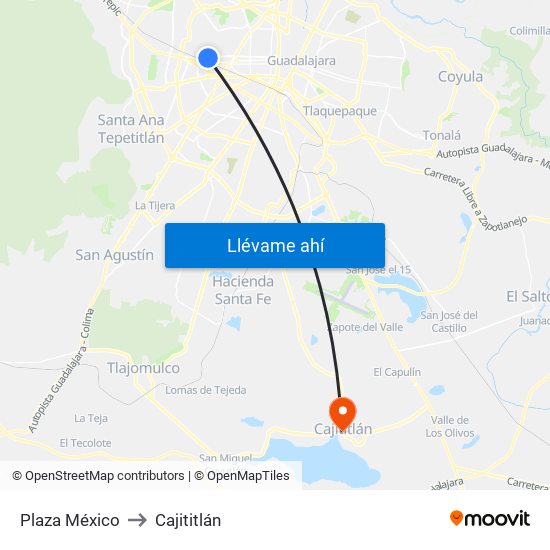 Plaza México to Cajititlán map