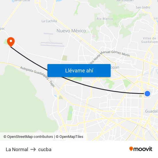 La Normal to cucba map